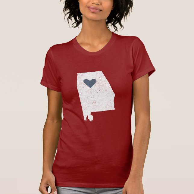 T-shirt Chemise de coeur de l'Alabama (blanche) - (Devant)