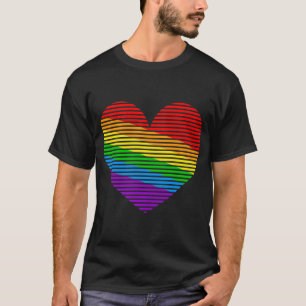T-shirt Chemise de coeur de rayure d'arc-en-ciel du tigre