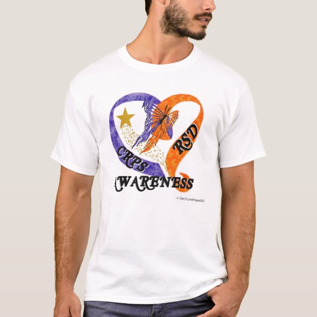 T-shirt Chemise de coeur de ruban de papillon de CRPS/RSD (Devant)