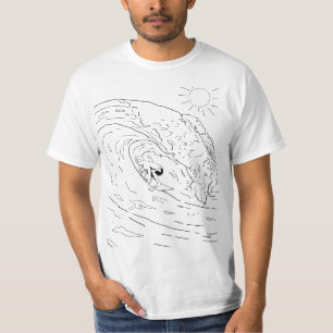 T-shirt Chemise de coloriage pour adultes de surf