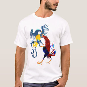 T-shirt Chemise de combat colorée de deux coqs