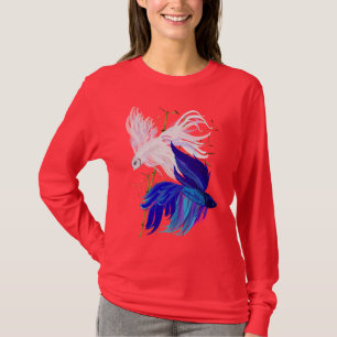 T-shirt Chemise de combat siamoise blanche bleue de