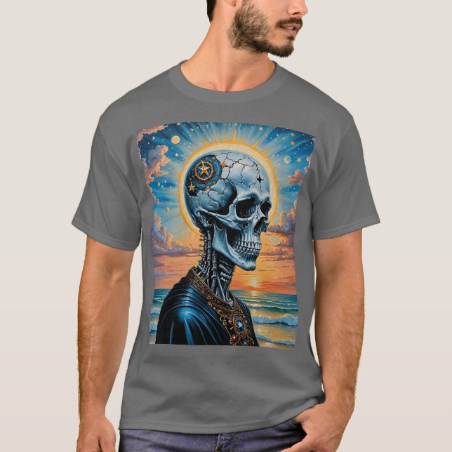 T-shirt Chemise de coucher du soleil crackée Céleste (Devant)