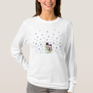 T-shirt Chemise de couples de bonhomme de neige