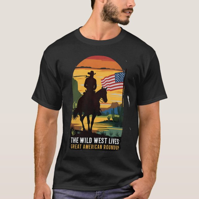 T-shirt chemise de cowboy noir (Devant)