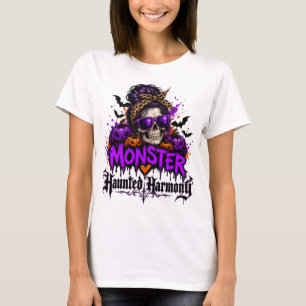 T-shirt Chemise de crâne de chignon désordonné d'Halloween