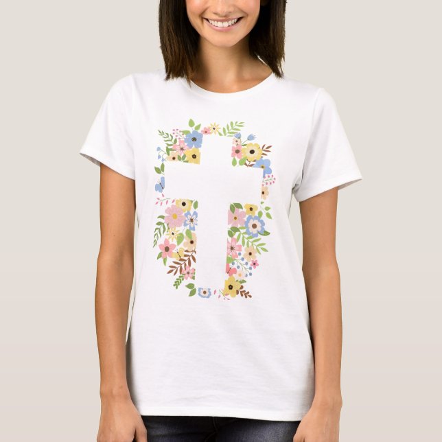 T-shirt Chemise de croix florale (Devant)