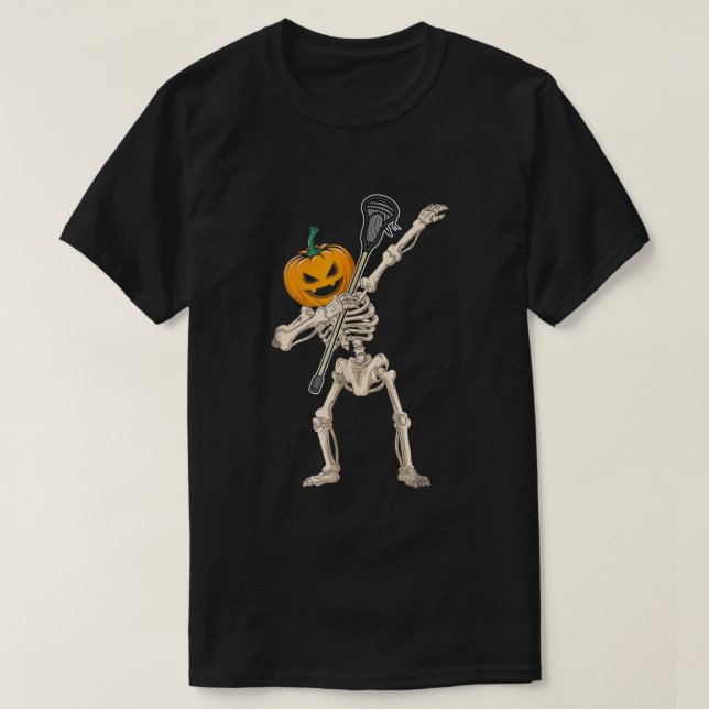 T-shirt Chemise de crosse de squelette citrouille Hallowee (Design devant)