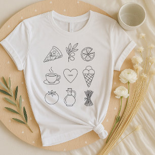 T-shirt Chemise de cuisine italienne Boho Main Tirée Méd
