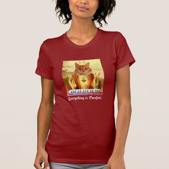 T-shirt chemise de dame d'église de chat de clavier (Devant)