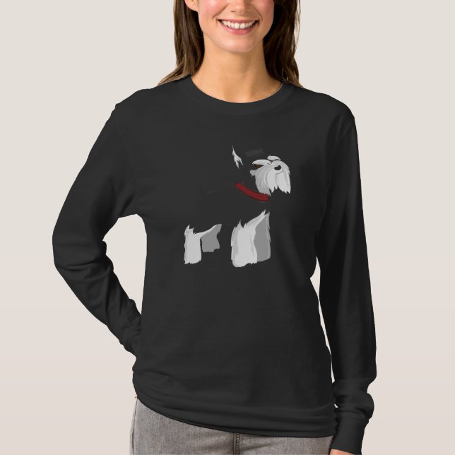 T-shirt Chemise de dames de chien de Schnauzer miniature (Devant)