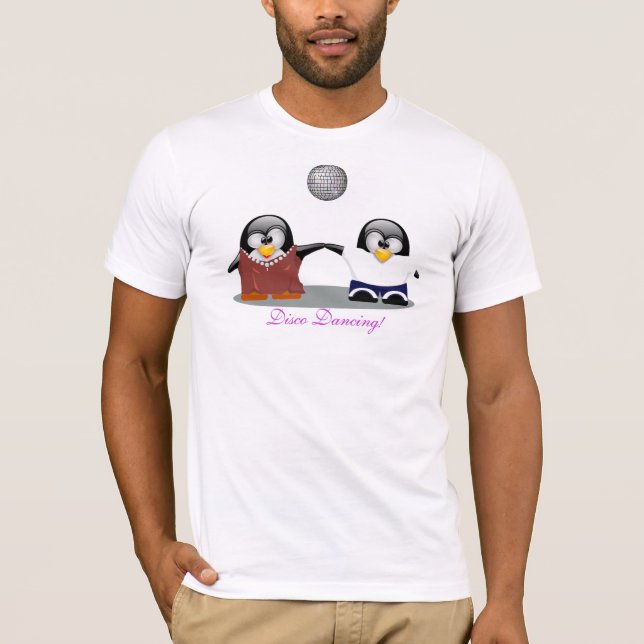 T-shirt Chemise de danse disco des pingouins de dessin ani (Devant)