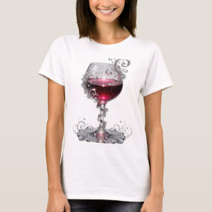 T-shirt Chemise de design de verre à vin rouge argenté