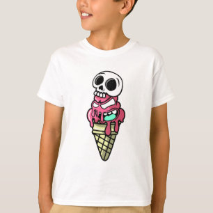 T-shirt Chemise de dessin animé cône de glace crâne