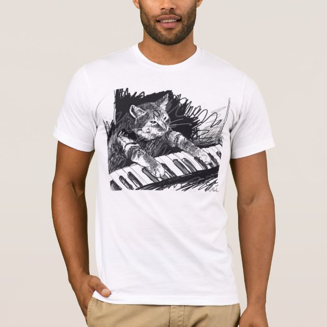 T-shirt Chemise de dessin au crayon de chat de clavier ! (Devant)