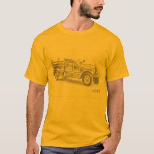 T-shirt chemise de dessin au crayon du camion feu