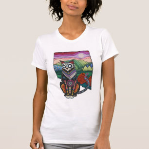 T-shirt Chemise de Dia de los Muertos Cat