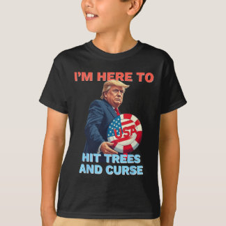 T-shirt Chemise de Disc Golf Drôle Frappe les Arbres et Ma