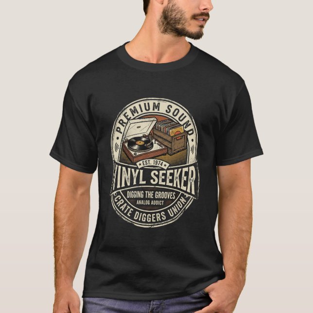 T-shirt Chemise de disque vinyle Analog Addict (Devant)