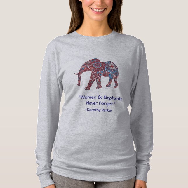 T-shirt Chemise de douille de l'éléphant des femmes longue (Devant)