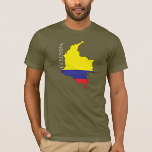 T-shirt Chemise de Drapeau-Carte de la Colombie