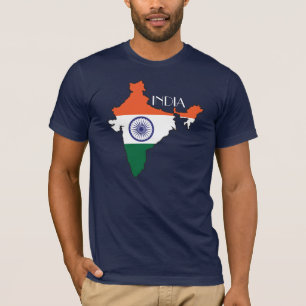 T-shirt Chemise de Drapeau-Carte de l'Inde
