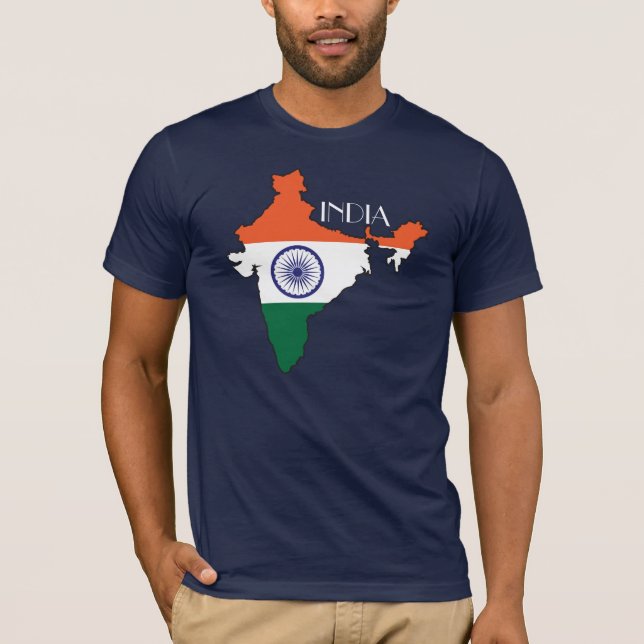 T-shirt Chemise de Drapeau-Carte de l'Inde (Devant)