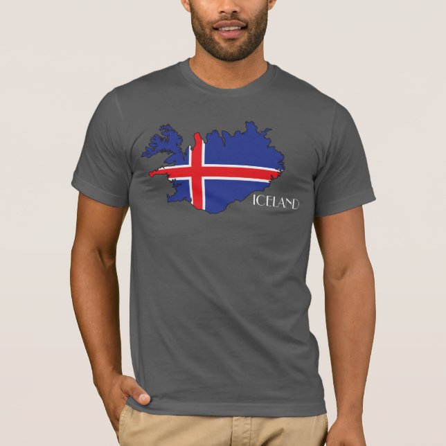 T-shirt Chemise de Drapeau-Carte de l'Islande (Devant)