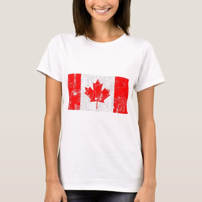 T-shirt Chemise de drapeau du Canada affligée par cru (Devant)