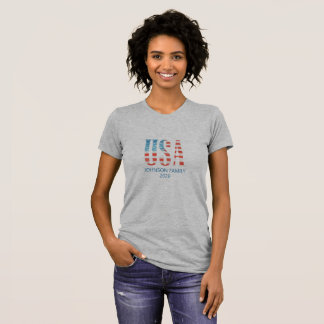 T-shirt Chemise de famille à aquarelle patriotique personn