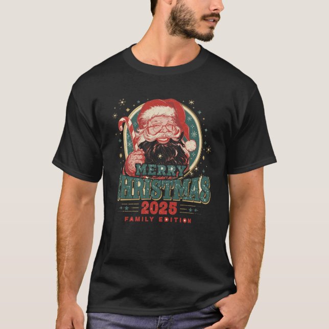 T-shirt Chemise de famille Joyeux Noël Retro Père Noël 202 (Devant)