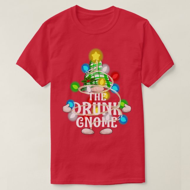 T-shirt Chemise de famille jumelée à Noël Gnome ivre (Design devant)