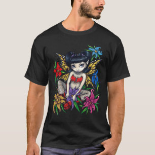 T-shirt Chemise de fée de goth de filets et de fleurs