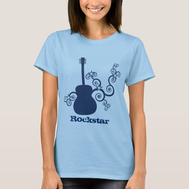 T-shirt Chemise de femme de la Guitare Rockstar, Royal Blu (Devant)