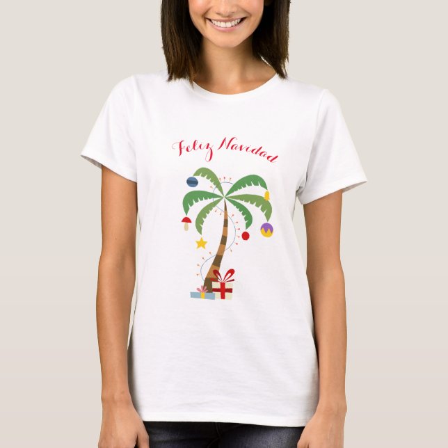 T-shirt Chemise de Fête des Femmes-Feliz Navidad (Devant)