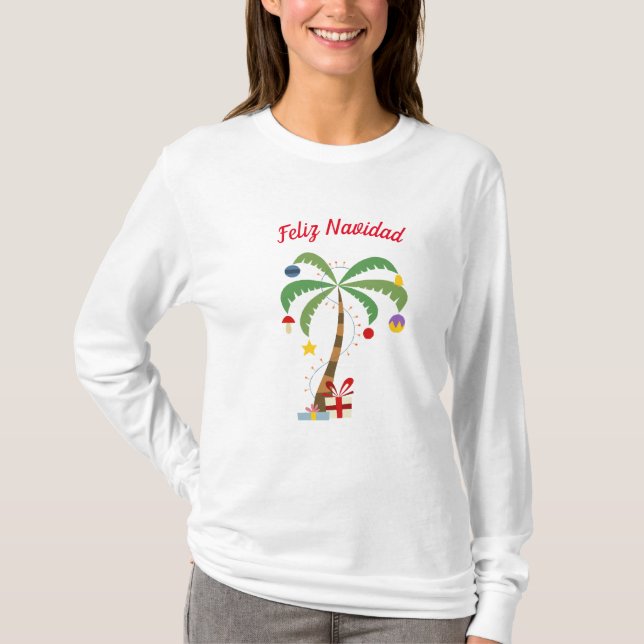 T-shirt Chemise de Fête des Femmes-Feliz Navidad (Devant)
