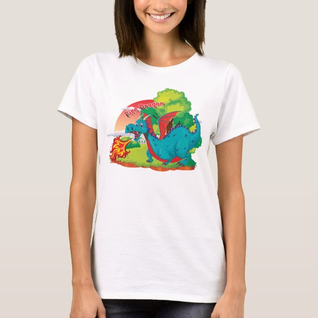 T-shirt Chemise de Feu Dragon Femmes (Devant)