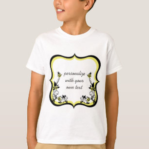 T-shirt Chemise de fille à cadre floral Sassy, Jaune clair