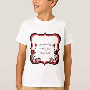 T-shirt Chemise de fille à cadre floral sassy, rouge