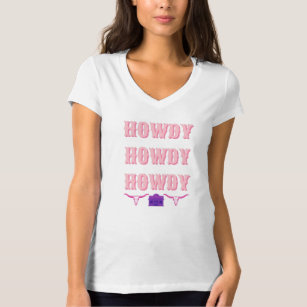 T-shirt Chemise de fille de vache rose Howdy