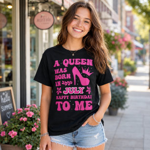T-shirt Chemise de fille née en juillet Rose Princesse Rei