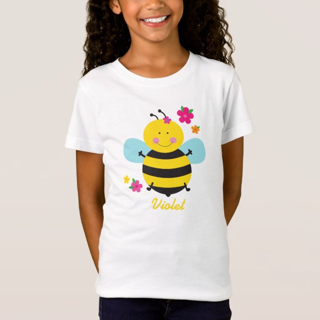 T-Shirt Chemise de fille personnalisée par abeille (Devant)