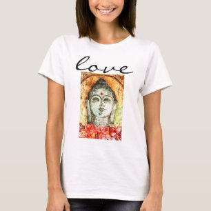 T-shirt Chemise de Flowy d'art d'aquarelle de Bouddha