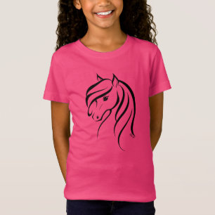 T-Shirt Chemise de football de la fille de Cheval Dessiné