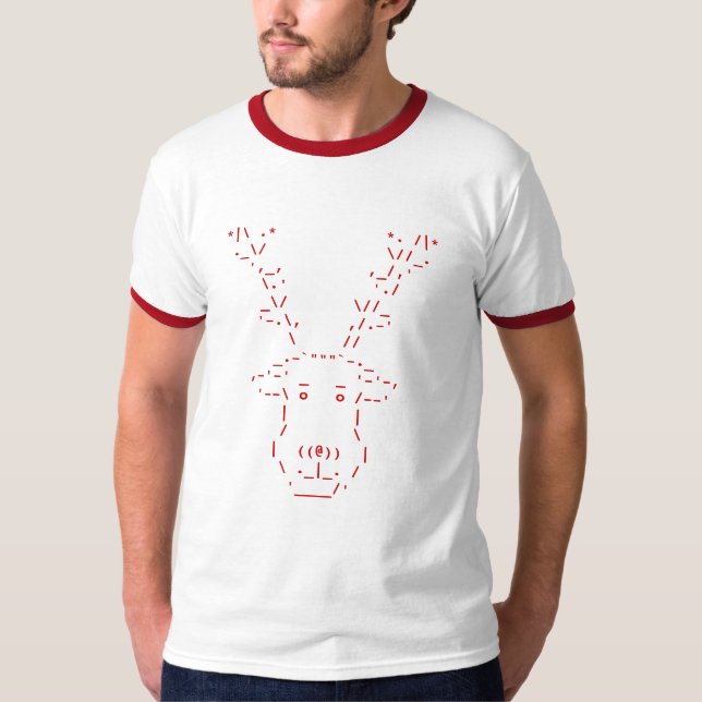 T-shirt Chemise de geek de Noël de renne d'art d'ASCII (Devant)