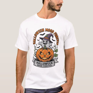 T-shirt Chemise de gravure vintage de fantôme de citrouill