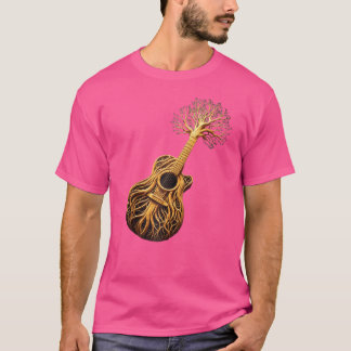 T-shirt Chemise de guitare acoustique Arbre de vie Joueur 