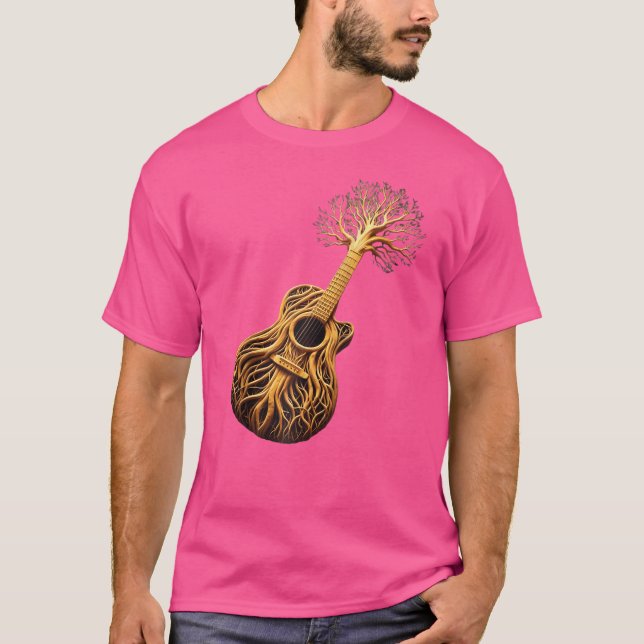 T-shirt Chemise de guitare acoustique Arbre de vie Joueur  (Devant)