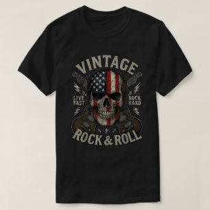 T-shirt Chemise de guitare drapeau américain crâne rock vi
