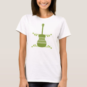 T-shirt Chemise de Guitare Rétro, Vert olive